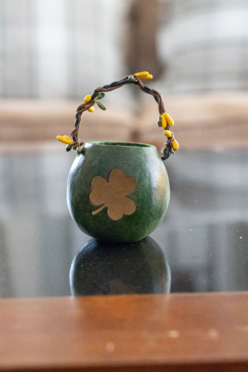 Saint Patrick's Day Clover Basket at Meadowbrooke Gourds. 