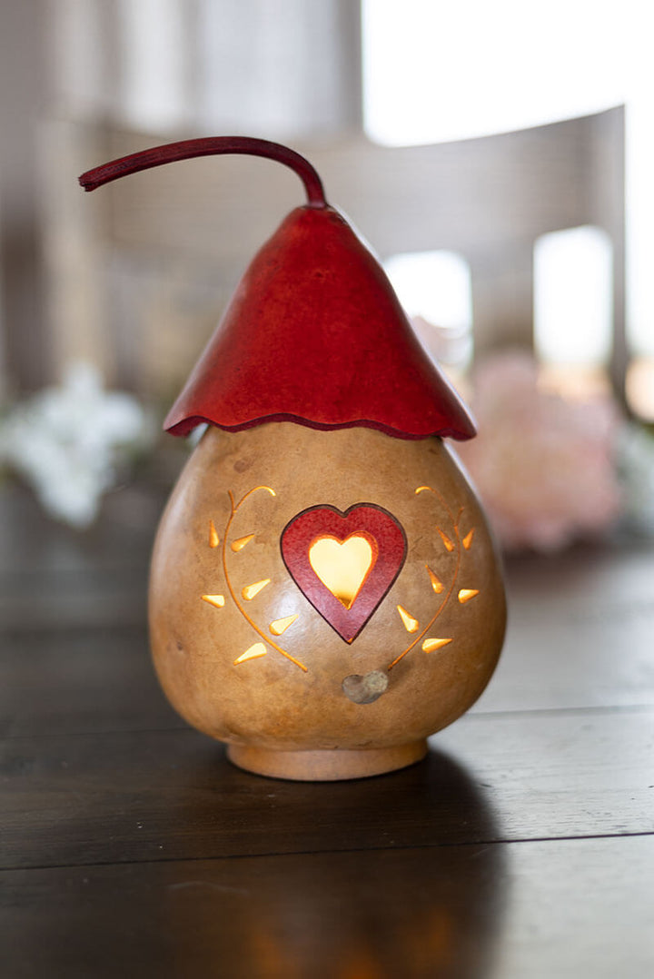 Valentine Heart Birdhouse Cottage Gourd at Meadowbrooke Gourds. 